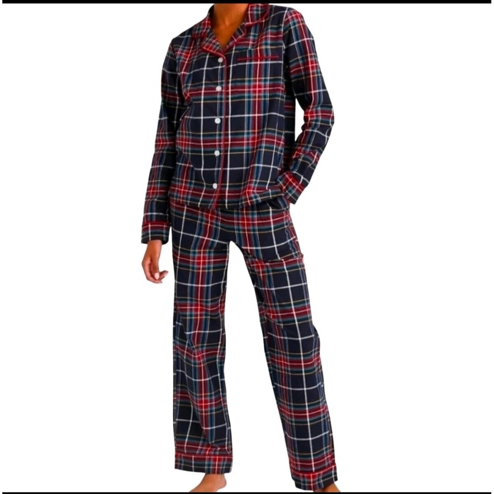 Vera Bradley Plaid Pajama Set Long Sleeve Pants Sleepwear XS  Cotton‎ Flannel